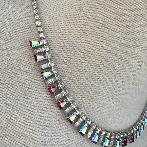 Stunning Vintage B David AB Red Rhinestone Full Parure Set Choker Bracelet Earri - Picture 8 of 16